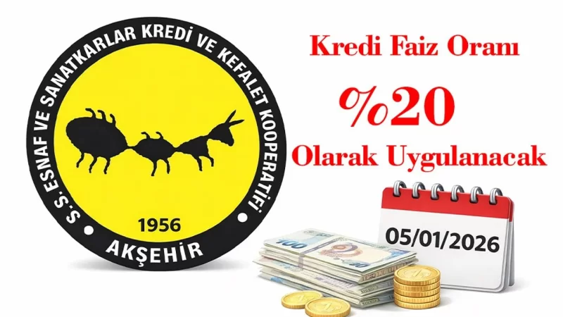 Akşehir Esnaf Kefalet’te Kredi Faiz Oranı %20 Olarak Uygulanacak